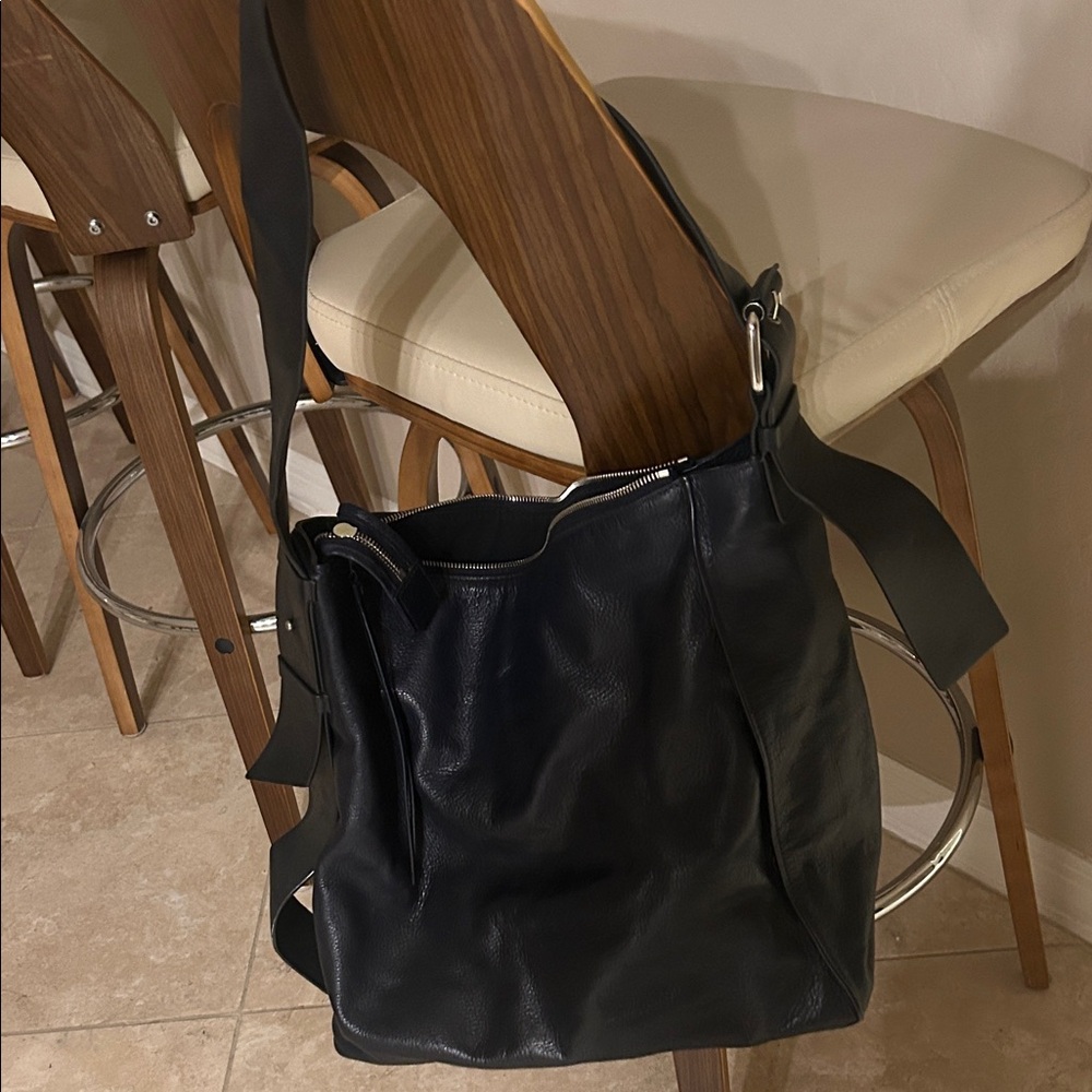 AllSaints Large Black Leather Shoulder Bag